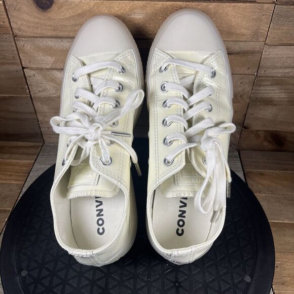 Converse Womens Sz 8 CTAS Low Top White Glow Synthetic Patent Sneakers 165605C - Picture 5 of 10
